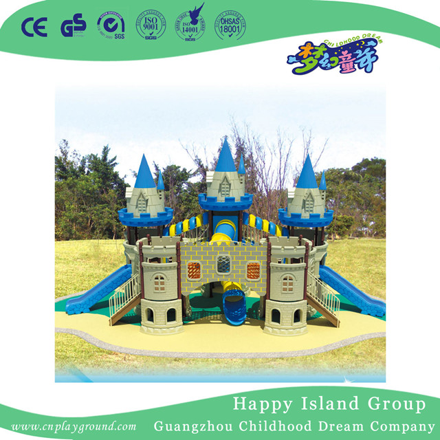  广州热销的大型蓝色城堡塑料滑梯(HA-09101)