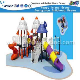 高质量的儿童中型室外火箭造型的滑梯(HA-01402)