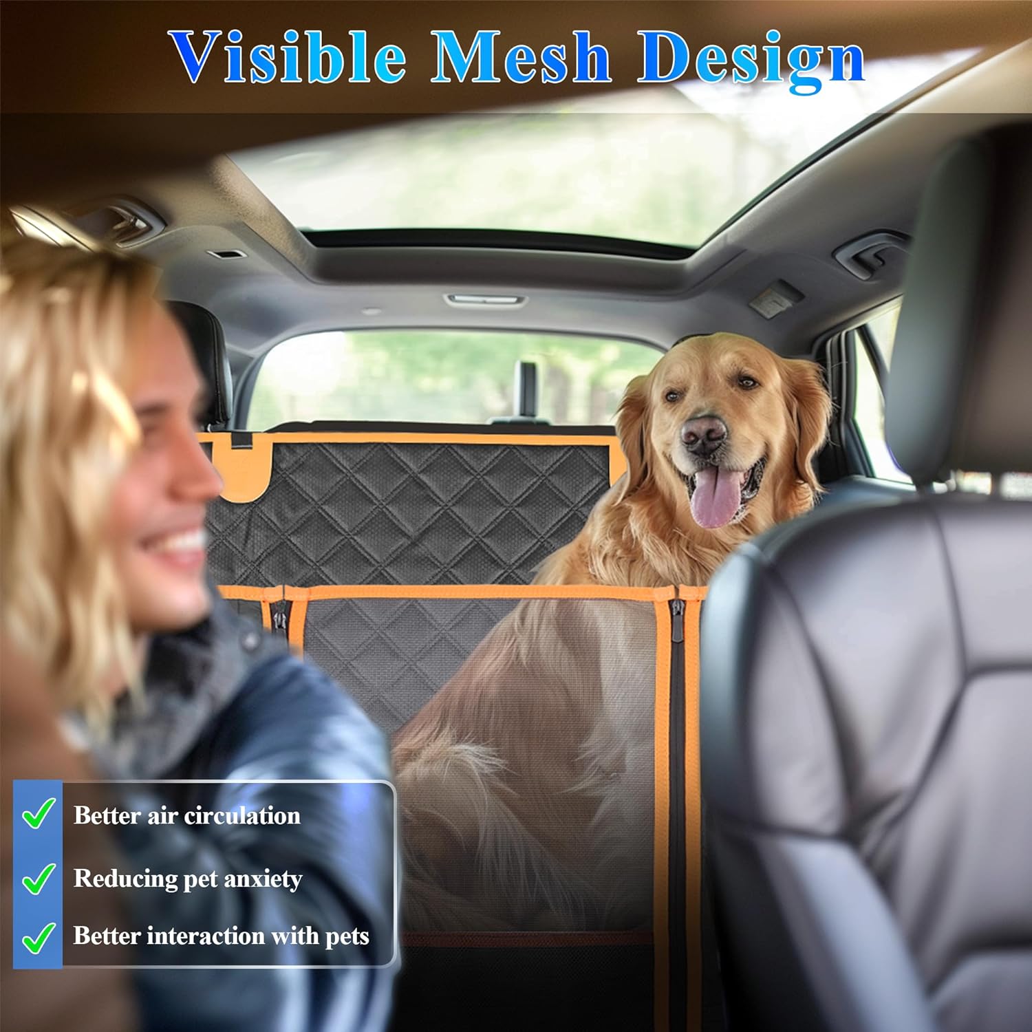Dog Car Seat Cover for Back Seat Hard Bottom Car Seat Cover for Dogs with Door Protectors for Traveling and Camping