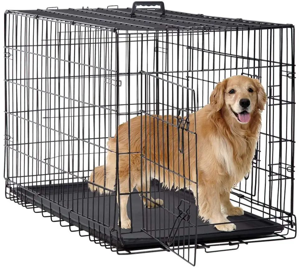 48'' Foldable Collapsible Metal Large XXL Dog Cage Metal Kennels, Stackable Dog Cages for Large Dog, Wholesale Dog Crate Cage