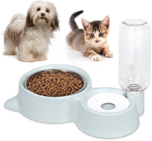 2-in-1 Dogs Cats Stainless Steel Feeder and Auto Gravity Water Dispenser Cat Dog Feeder Automatic Water Bowl and Food Bowls Set