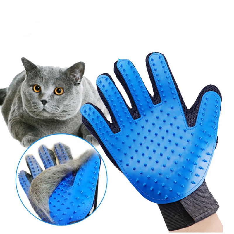 Pet Dog Five Finger Grooming Washing Glove Brush Right Hand Cat Dirt Hair Fur Removal Pet Deshedding Glove 