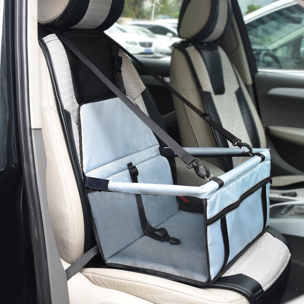 Skybox Dog Pet Elevated Car Seat Carrier Dog Travel Bag Collapsible Pet Booster Car Seat Carrier With Safety Leash and Zipper