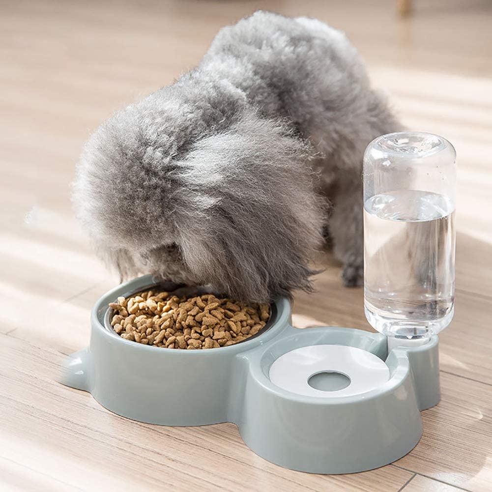 2-in-1 Dogs Cats Stainless Steel Feeder and Auto Gravity Water Dispenser Cat Dog Feeder Automatic Water Bowl and Food Bowls Set
