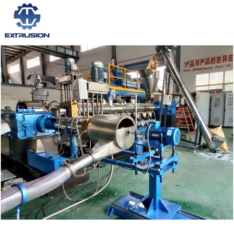 南京海思廢棄膜袋回收造粒雙階混煉擠出機(jī)子母機(jī)