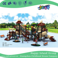 Im Freien neues Brown-Gemüsedach-Kind-Kombinations-Plättchen-Spielplatz-Gerät (HG-9501)