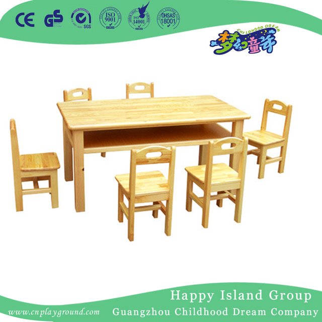 Shcool Rustic Wooden Rectangle Table y sillas de muebles (HG-3903)