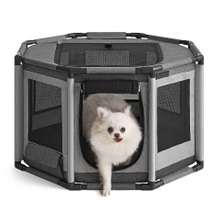 Portable Octagonal Dog Cage Snap Button Closure Folding Pet Tent with Mesh Windows Oxford Fabric Puppy Playpen