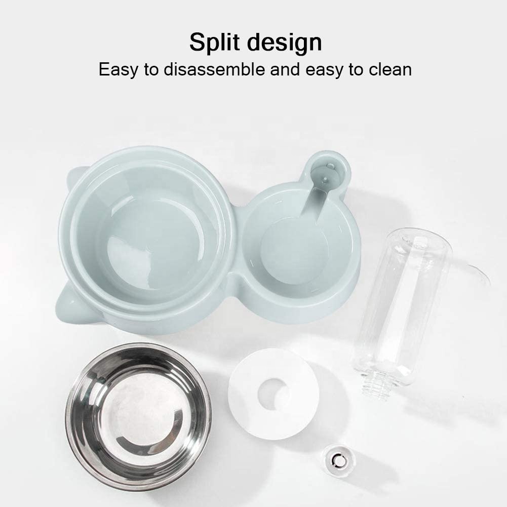 2-in-1 Dogs Cats Stainless Steel Feeder and Auto Gravity Water Dispenser Cat Dog Feeder Automatic Water Bowl and Food Bowls Set