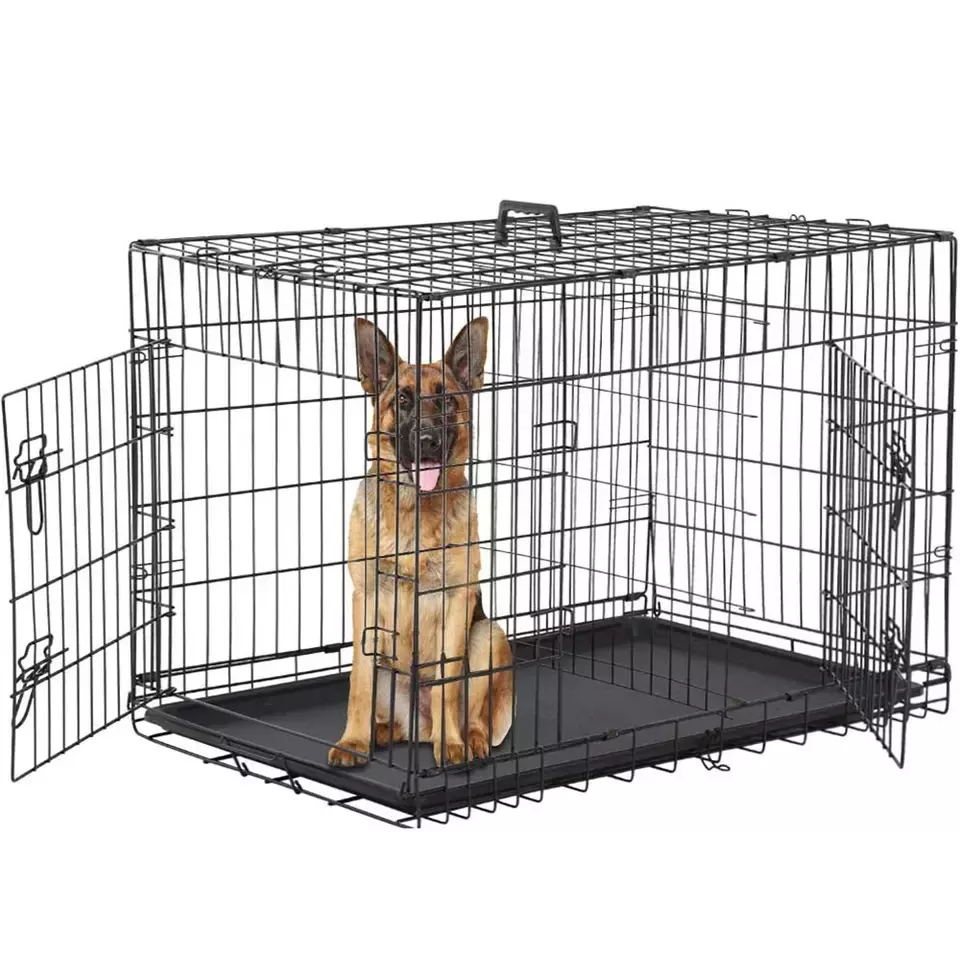 48'' Foldable Collapsible Metal Large XXL Dog Cage Metal Kennels, Stackable Dog Cages for Large Dog, Wholesale Dog Crate Cage