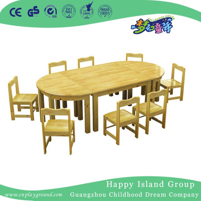 Mesa de combinación de madera de jardín de infantes para ocho (HG-3804)