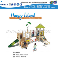 Patio de juegos de material de madera para niños al aire libre con equipo de diapositivas (HD-5201)
