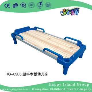 Lit d'école en bois de taille de jumeau de meubles de jardin d'enfants avec le lit en plastique (HG-6305)