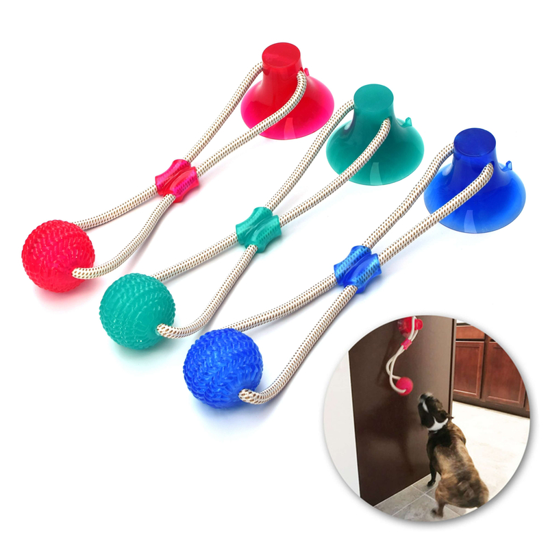 Multifunction Pet Molar Bite Toys Interactive Rubber Chew Ball Cleaning Teeth Safe Elasticity TPR Soft Puppy Suction Cup Dog Toy