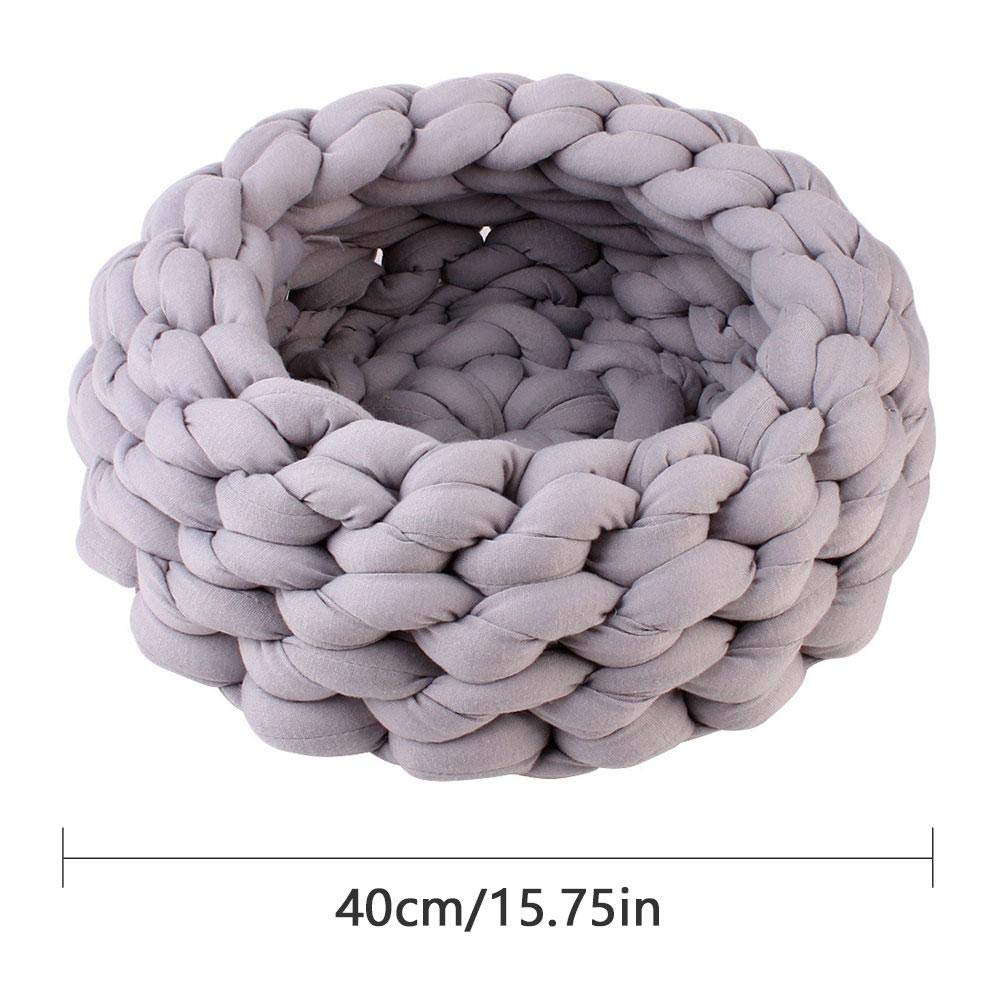 100% Natural Luxury Crochet Arm Knit Giant Chunky Braid Cotton Tube Hideout Perch Cave Pet Dog Cat Bed Handmade Knitting