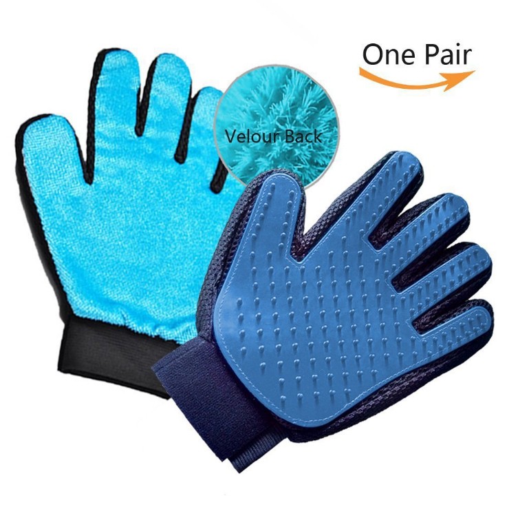 Pet Left and Right Hand 2 in 1 Pair Silicone Dog Grooming Gloves Remove the brush Clean Pet Fur Hairs