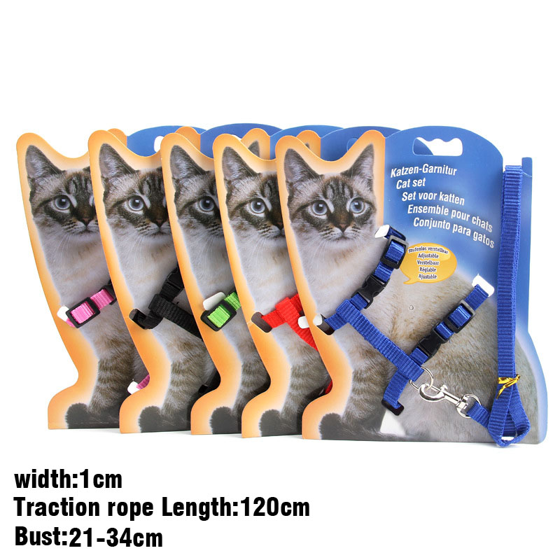 10 Color Adjustable Pet Cat Collar For Cats Cozy Nylon Rabbit Kitten Kedi Harness Leash Set