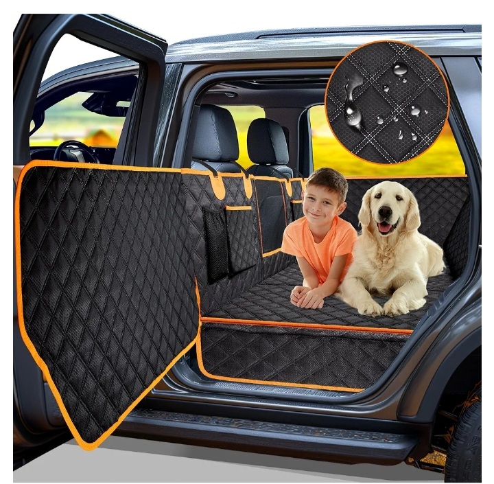 Dog Car Seat Cover for Back Seat Hard Bottom Car Seat Cover for Dogs with Door Protectors for Traveling and Camping