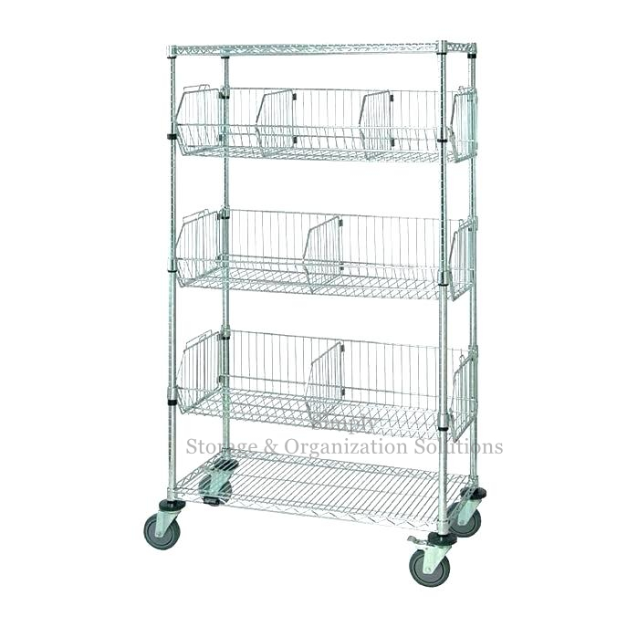 shelving unit with baskets