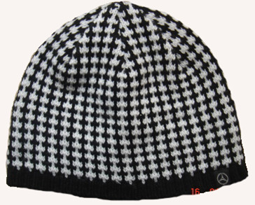 时尚款式100%棉方格6线针织帽