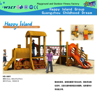  Zona de juegos de madera al aire libre de alta calidad con tobogán para niños (HD-5601)