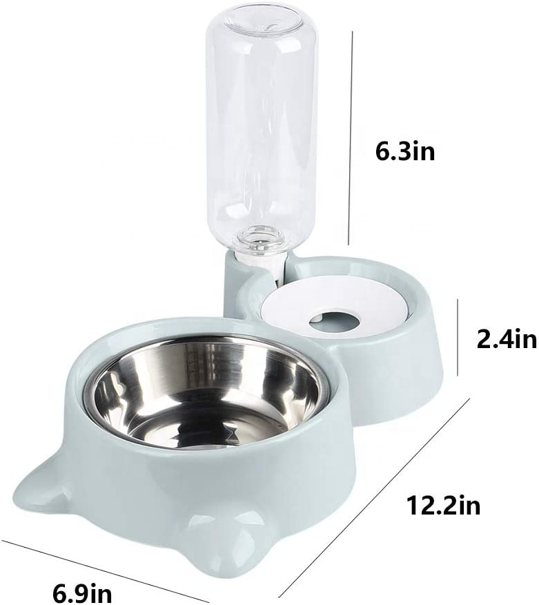 2-in-1 Dogs Cats Stainless Steel Feeder and Auto Gravity Water Dispenser Cat Dog Feeder Automatic Water Bowl and Food Bowls Set