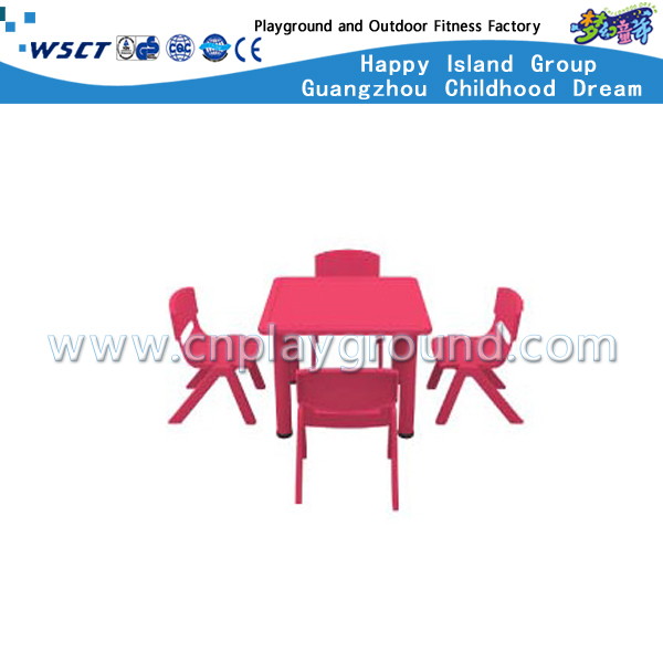 Muebles de mesa cuadrada de plástico para cuatro (Kindergarten M11-07504)