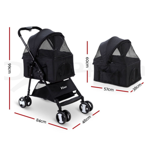 Luxury Foldable Pet Stroller with Large Wheels for Outdoor Use and Travel Carrying Dog or Other Pets on Sale
