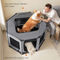 Portable Octagonal Dog Cage Snap Button Closure Folding Pet Tent with Mesh Windows Oxford Fabric Puppy Playpen