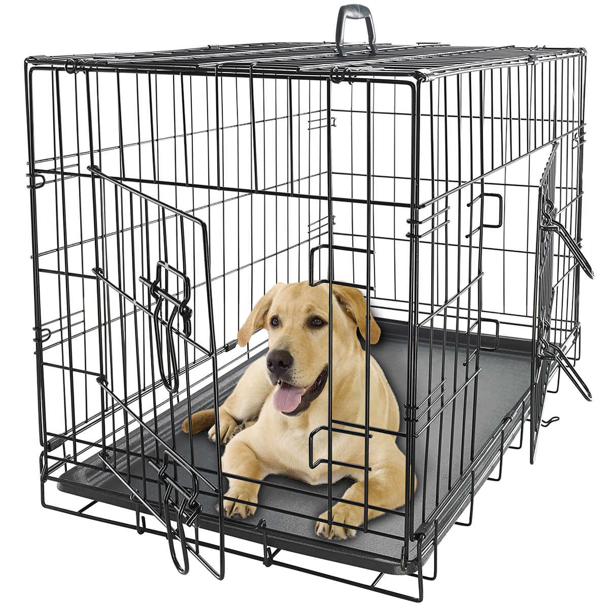 48'' Foldable Collapsible Metal Large XXL Dog Cage Metal Kennels, Stackable Dog Cages for Large Dog, Wholesale Dog Crate Cage