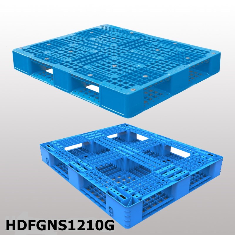 Plataforma de plástico con 6 corredores de fondo L1200 * W1000 * H150 apilable y cubierta abierta