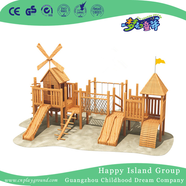 Schule im Freien hölzerne Kleinkind Kombination Slide Spielplatz (HF-17002)