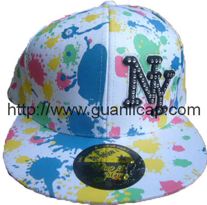 16*10 polo cotton twill 6 panel embroidery and print flat visor cap