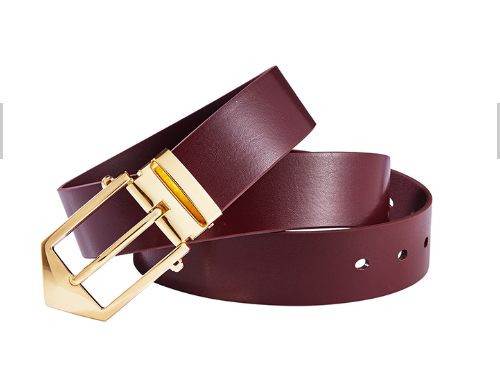 百强橡塑-酒红色男士时尚腰带