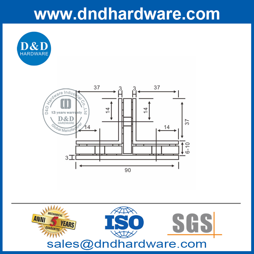 SS304玻璃面板壁挂式五金支架夹-DDDG007