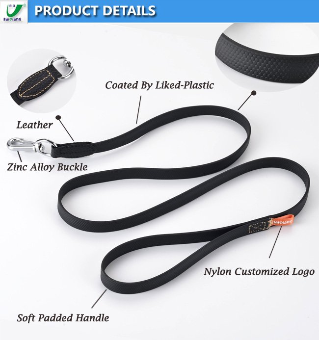 pvc pet dog leash with a part of leather