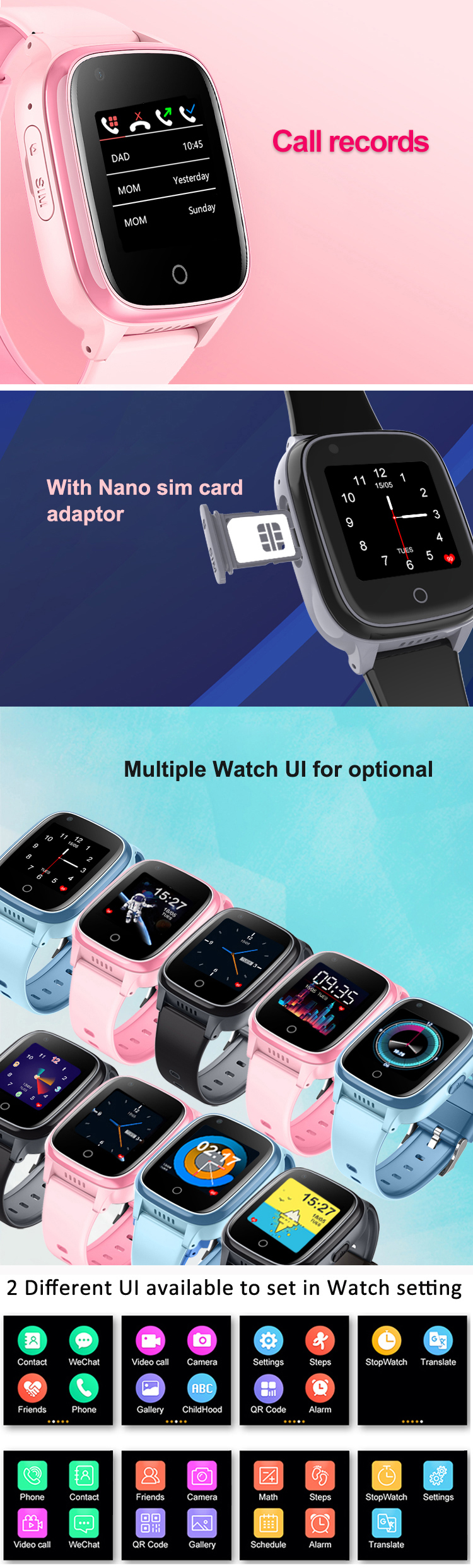 Removal Alarm 4G Kids GPS Watch D31U Alarme de retrait 4G Montre GPS pour enfants D31U