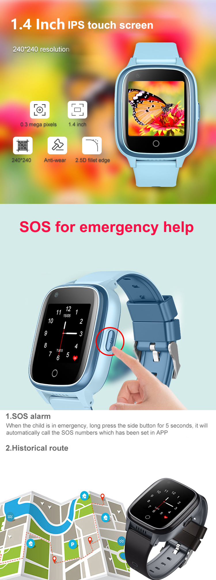 Removal Alarm 4G Kids GPS Watch D31U Alarme de retrait 4G Montre GPS pour enfants D31U