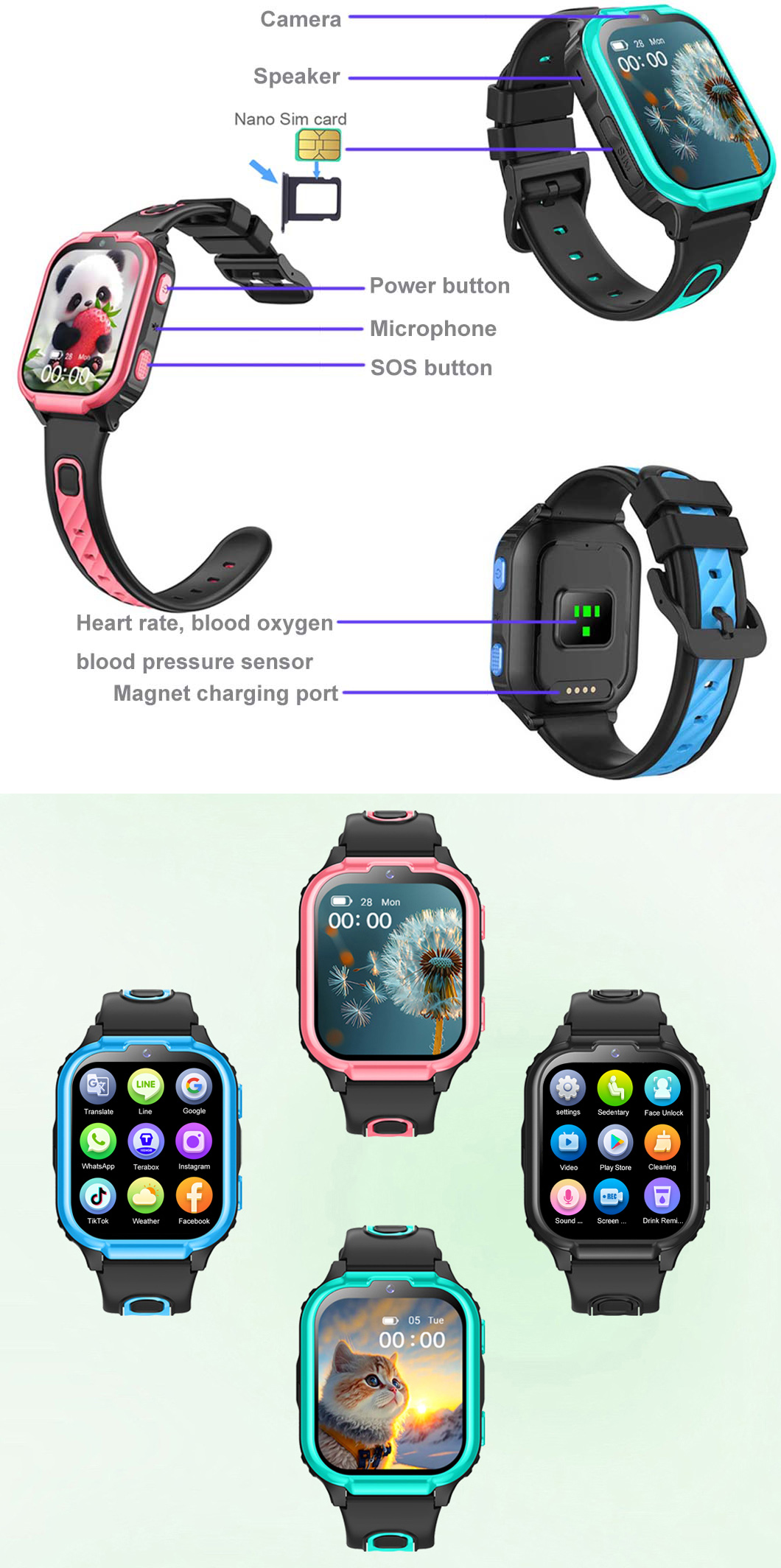 AI Health Monitor 4G Kids GPS Watch P41 AI Health Monitor 4G Reloj GPS para niños P41