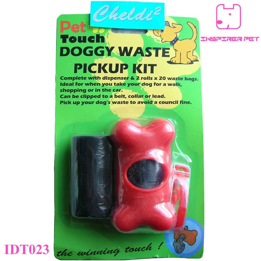 Dog Bone pet waste clean poop Bag Dispenser 20 bags supply Carrier holder Case