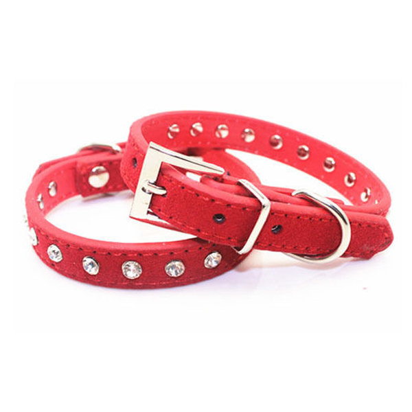 Bling Rhinestone Dog Crystal Diamond Pet Dog Suede Leather Collars 