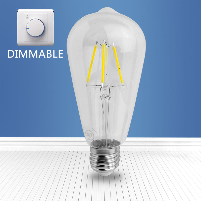 Dimmable filament glass bulb GT64 4W