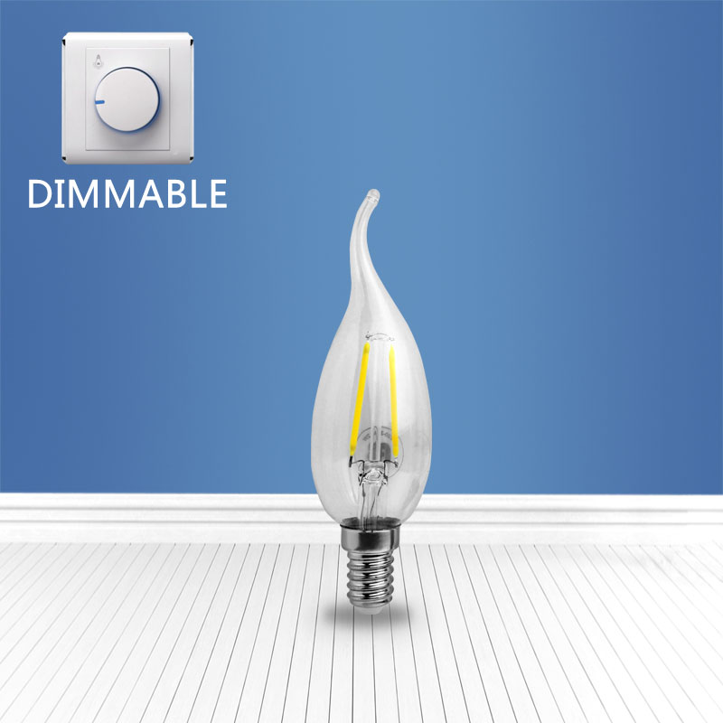 Dimmable filament glass bulb CL35 2W