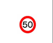 Señal de tráfico velocidad máxima 50 KPH