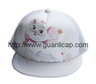 Rubber printing sexy cat foam mesh cap for kids