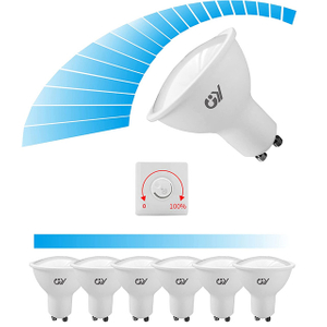 GY GU10 LED Bulb 7w (75w Equivalent) 6500k Cool White, 600lm, 120 Degree Beam Angle, Stepless Dimming, Pack of 6