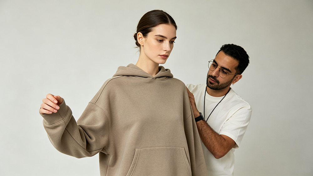 hoodie fitting test ujian pemasangan hoodie