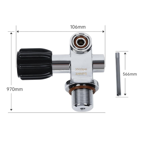 Scuba Diving Fire Fighting Cylinder Valve G3/4 & 3/4-14NPS Dual Thread 250BAR DIN/YOKE Leak-Proof Explosion-Proof Safety Relief Valve 5000PSI Relief Pressure