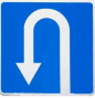 U-Turn` traffic road sign 