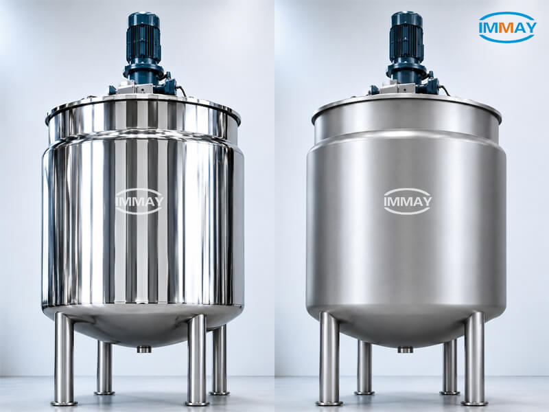 Different surface for stainless steel mixing tanks 스테인레스 스틸 혼합 탱크의 표면이 다릅니다.